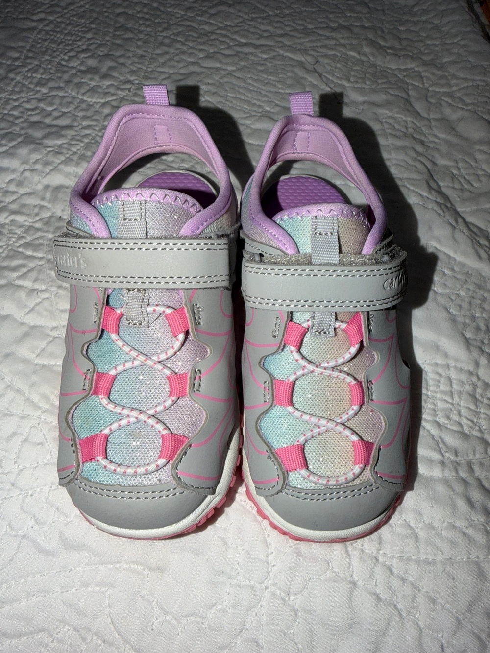 Carter's Grey, Pink & Light Blue Toddler Sneakers